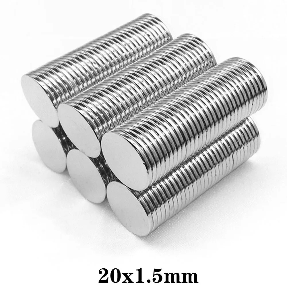 10шт 20x1,5 мм тънък неодимовых силни магнити, постоянен през цялата магнитен лист 20x1,5 мм, мощен магнитен дисков магнит 20*1,5 мм