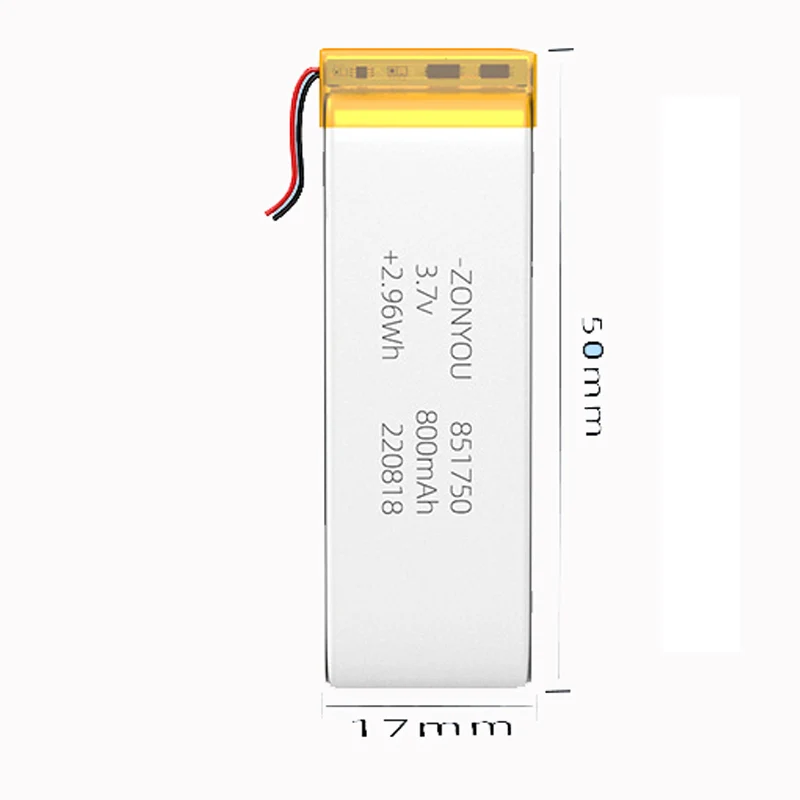 2/5/20 БР 3,7 НА 800 mah 851750 литиево-полимерно-йонна батерия, 2.0 мм JST конектор