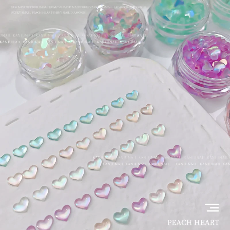 2023 Нови кухненски принадлежности за дизайн нокти с диаманти във формата на сърце, плоско дъно, праскова Сърце, фантазийный аксесоар за Декорация на нокти, диамант