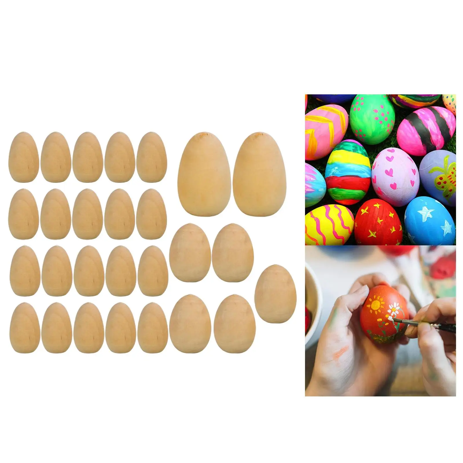 27 бр., Гладко великденско яйце от дърво, расписанное упражнения, непълни дървени яйца с плоско дъно за пълнители кошници, украса за diy