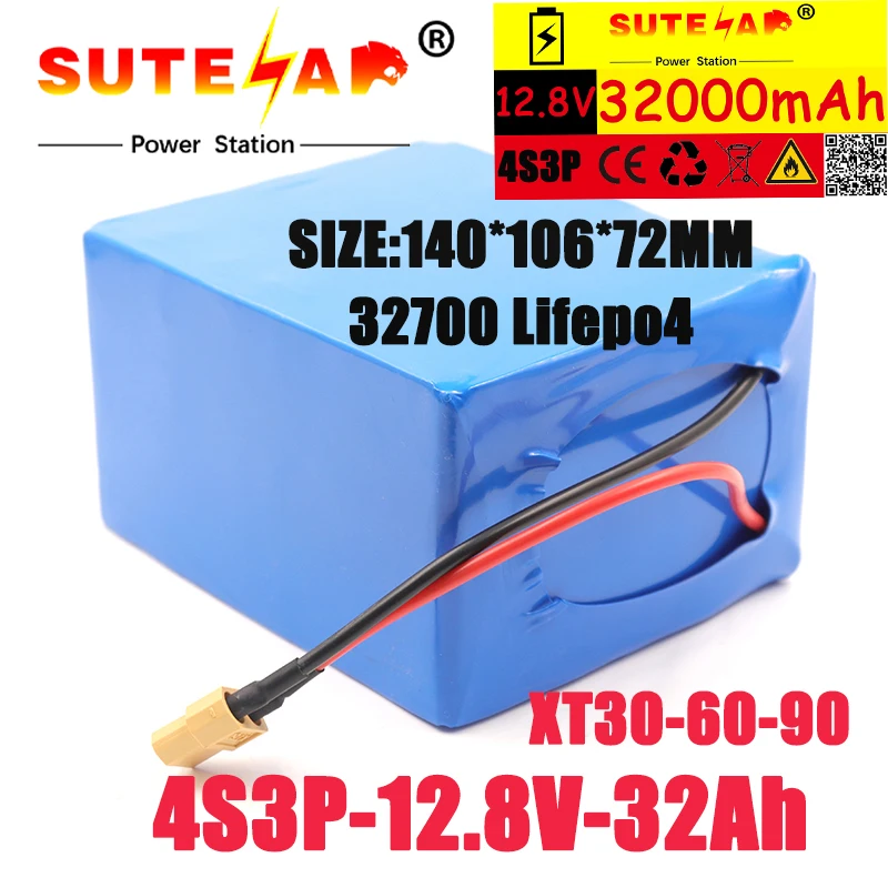 32700 Батерия Lifepo4 4S3P 12,8 V 32Ah Met 4S 30A Maximale 60A Evenwichtige Bms Voor Elektrische Boot При добро захранване 12