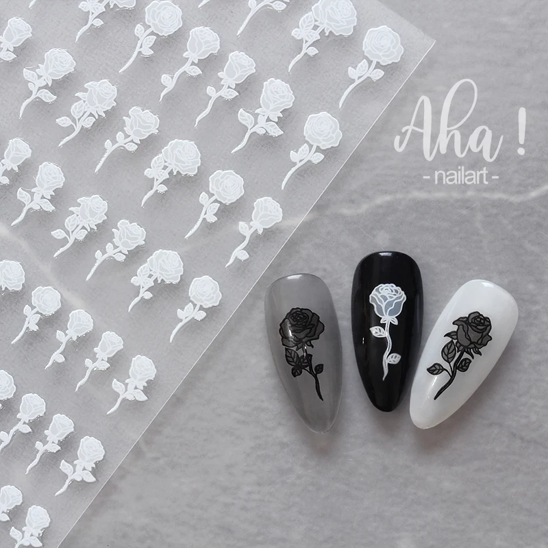 3D Прозрачен Стикер за дизайн на ноктите с цветове на рози, Aha, Прозрачна Черно-Бели Облаци Смог, стикери за нокти, задни лепило, плъзгачи за маникюр