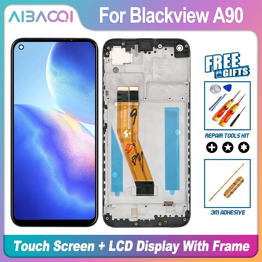 AiBaoQi Маркова Новост 6,39 Инча Сензорен Екран + LCD + Рамка при Събирането На Замяна За Blackview A90 11 Телефон Android