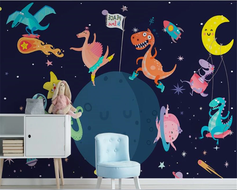 beibehang Nordic 3d duvar kagidi, минималистичная ръчно рисувани, космическа вселена, животни, тапети тапети за детска стая, хартия де пареде