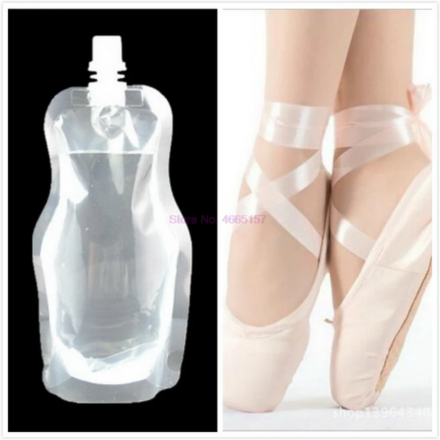 by Sagawa 500шт 250 мл Стоящ прозрачна пластмасова торбичка за опаковане на напитки + танцови обувки