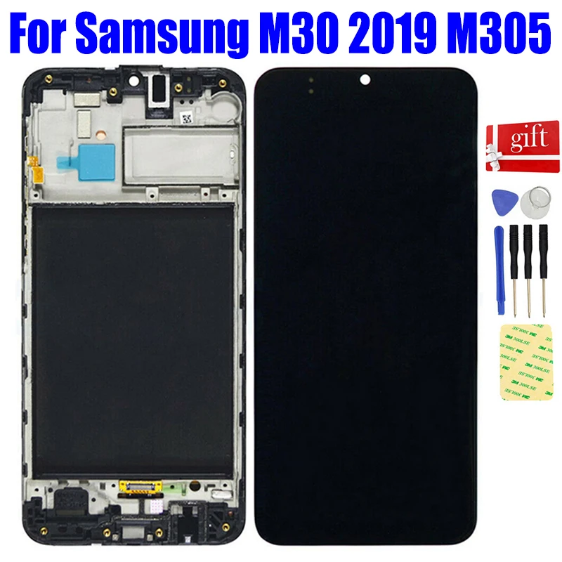 LCD Дисплей За Samsung Galaxy M30 2019 M30 M305 M305F M305DS LCD Дисплей Панел на Монитора Сензорен Екран Дигитайзер, Сензор В Събирането на Рамката