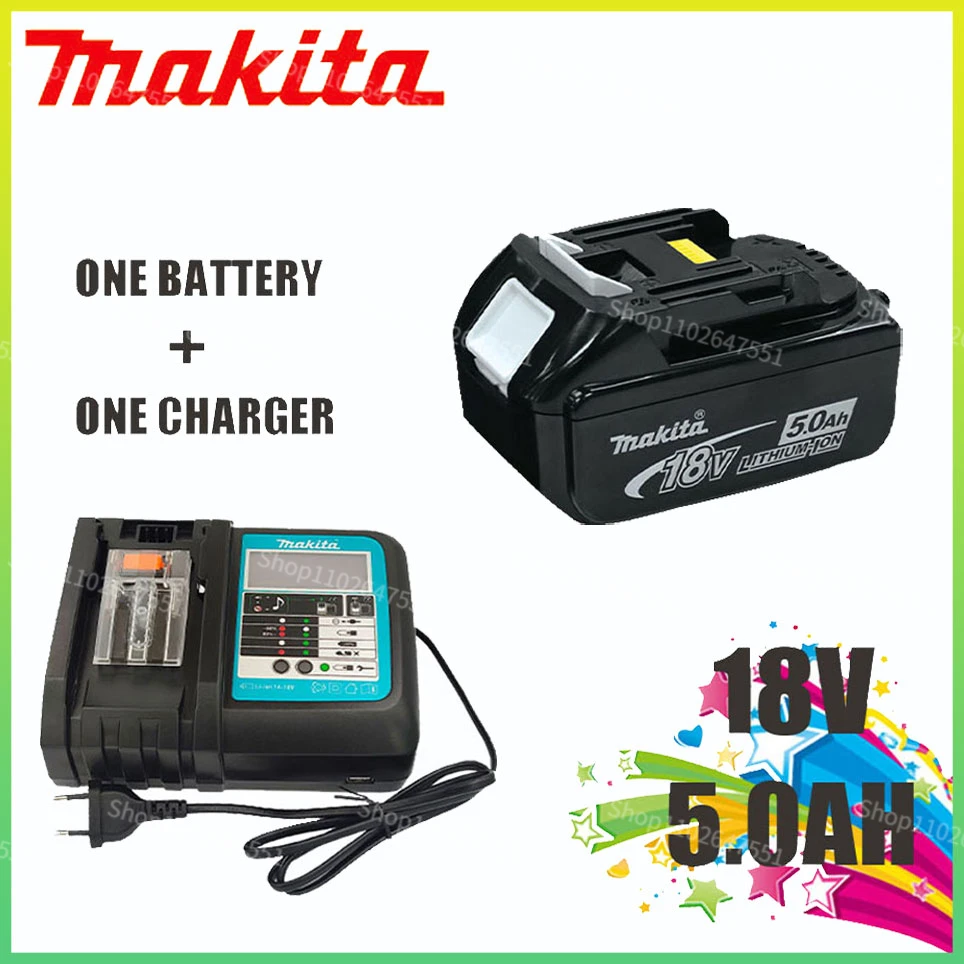 Makita 18V Батерия 5000mAh Акумулаторна Батерия за Лаптопи с led литиево-йонна батерия Заместител на LXT BL1860B BL1860 BL1850 + Зарядно устройство 3A