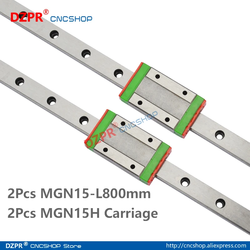 MGN15 800 mm 2 елемента 31,50 инча Миниатюрен линеен релса 2 елемента Каретка MGN15H за 3D-принтер с ЦПУ Детайли на струг с ЦПУ