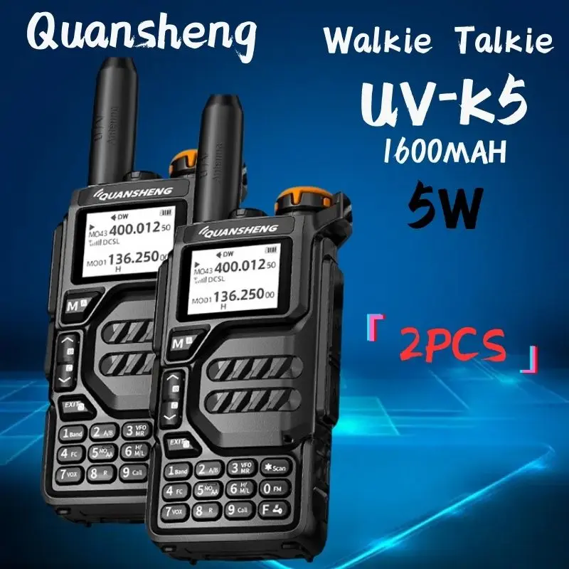 Quansheng Преносима Радиостанция VHF UHF UV-K5 50-600 Mhz Air Band DTMF Кодиращо Type C Зарядно Устройство Безжична Честотна Копие на NOAA FM Радио