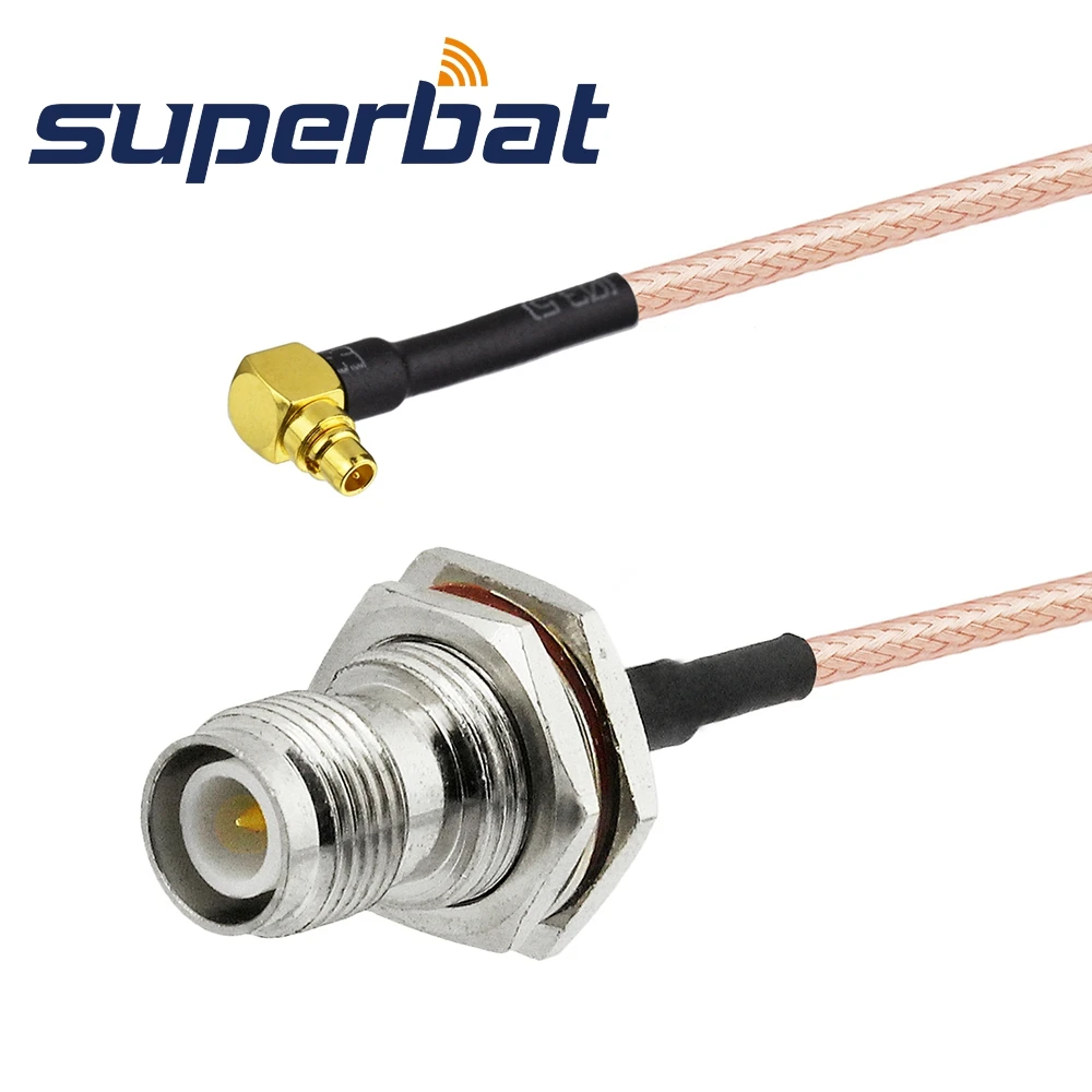 Superbat Конектор RP-TNC (мъжки пин) към конектора MMCX, правоъгълен кабел с косичкой RG316 15 см