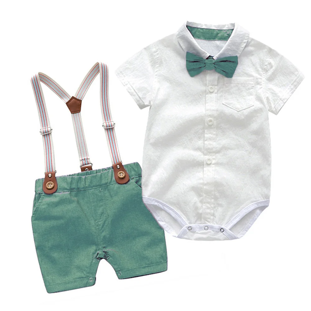 Дрехи за малките момчета, летни джентльменские костюми за рожден ден, памучни панталони за новородени, комплект от 2 теми с колан, комплект за деца