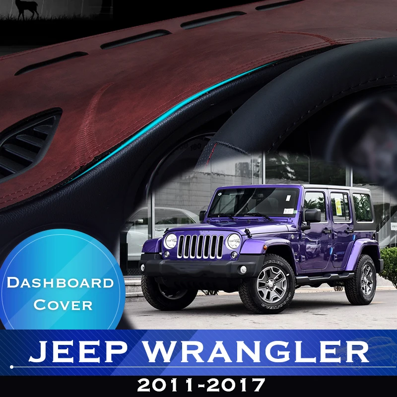 За Jeep Wrangler JK 2011 ~ 2017 Таблото на автомобила, Избегающая за Осветление на Таблото Платформа, на Кутията на Масата, Противоскользящий Мат, Кожени Аксесоари