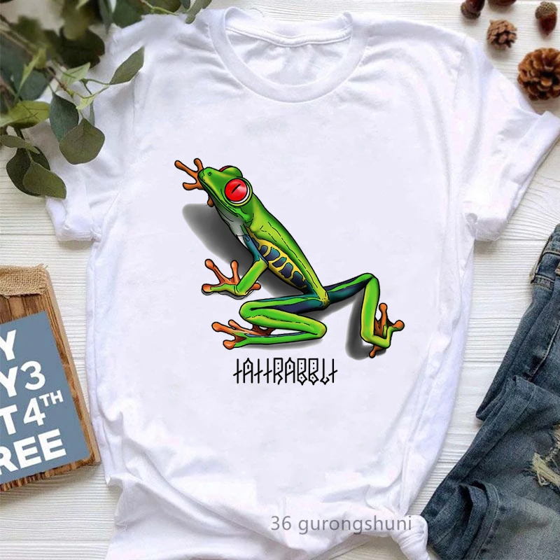 Забавна тениска дамски, бразилският жаба свири на китара, тениска с принтом, дамски дрехи в стил харадзюку Kawai, лятна тениска с къс ръкав, дамски