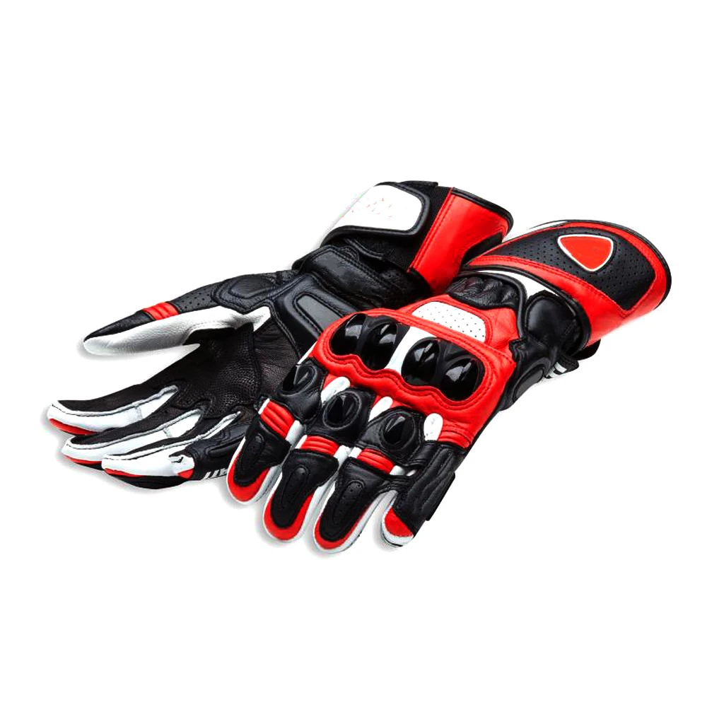 Кожени ръкавици за състезания на мотоциклети с висока проходимост, дишащи за Ducati, черен/червен