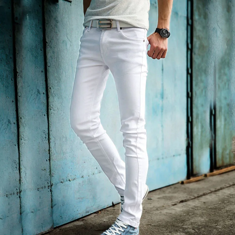 Корейски Модерен Мъжки Ластични Гамаши, Тънък Панталон-молив, Ежедневни Бели Широки Панталони За Мъже, свободни прави Панталони-тюбетейки