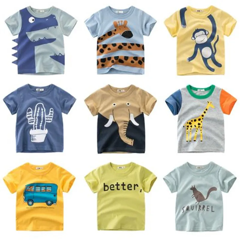 Летни детски дрехи, Тениска за момчета, памучен тениска с Динозавром, къс ръкав, Ежедневни Хубава тениска за момчета, риза от 1 до 8 години