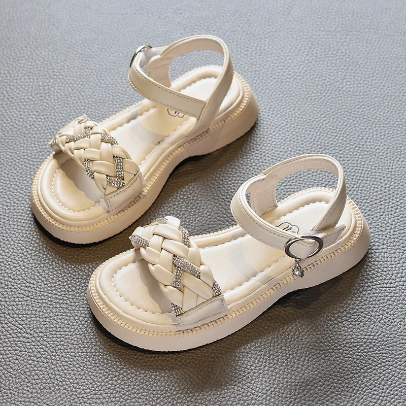 Летни детски сандали с мека подметка с отворени пръсти; колекция 2023 г.; Модни Сандали за момичета с Кристали; Детска Спортна Градинска детска Плажна обувки