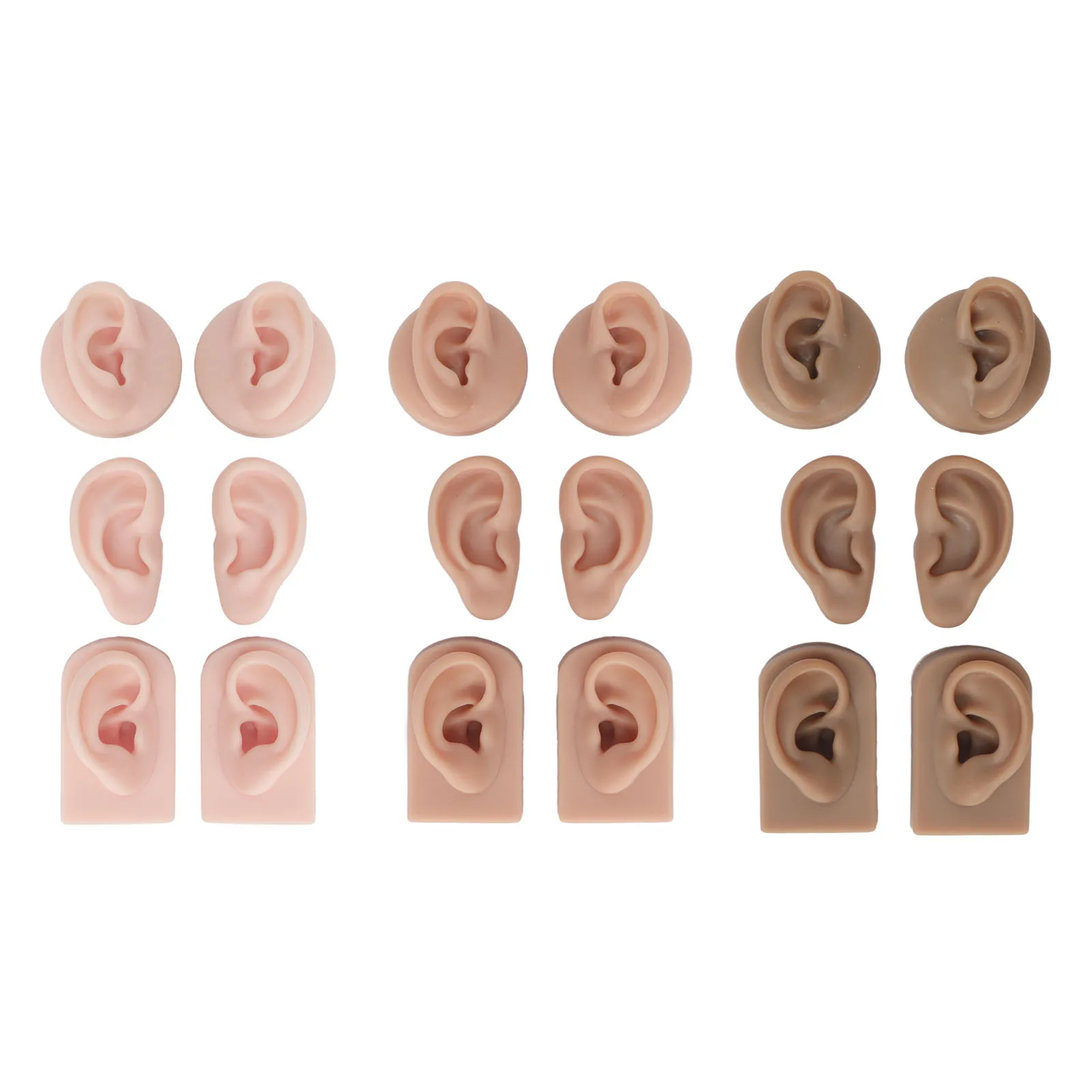 Модел на човешкото ухо Многоцелеви, 3 чифта Гъвкави многократно еластични силиконови модели на ушите, с висока имитация за демонстрация подпори за