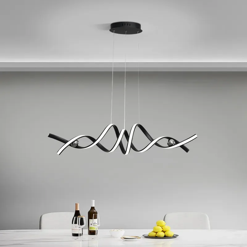 Модерна минималистичная led полилей за трапезария Кухня хол Спалня Тавана лампа от черното злато Творчески осветителни тела