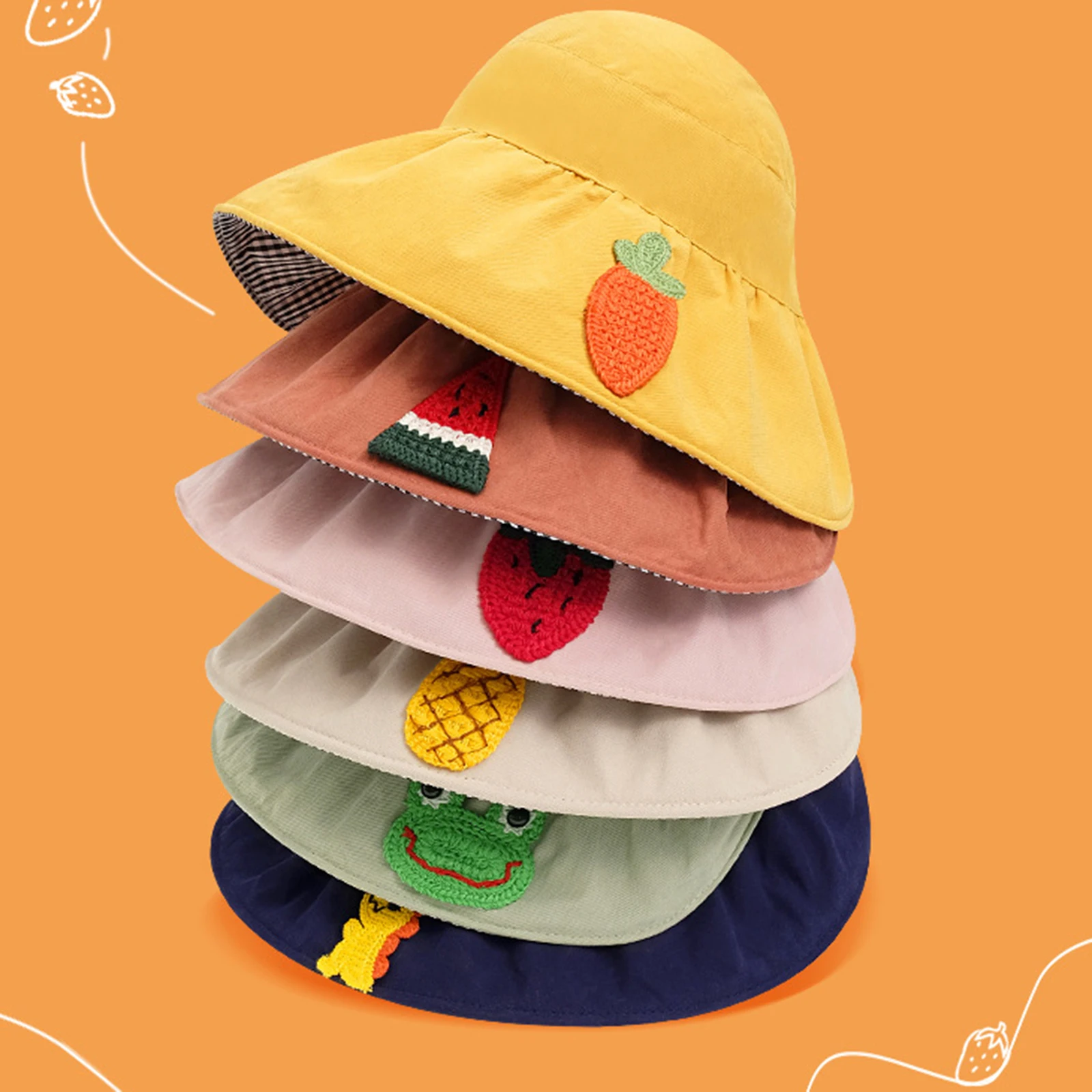 Модерни детски слънчеви летни шапки за улицата, дишаща сладка шапка с широка периферия анимационни шарките и бродерии за момичета и момчета