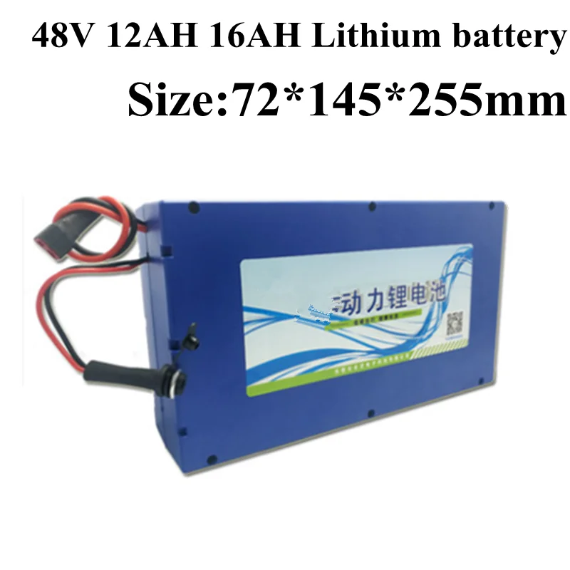 Мощност 48 12ah 16ah литиево-йонна батерия с 15A BMS за 900 W 1000 W електрически велосипед електрически мотор + зарядно устройство 3A
