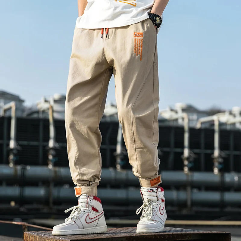 Мъжки панталони-карго, зреещи Harajuku, нова градинска облекло в стил хип-хоп, свободна спортна корейски дрехи за хай стрийт, панталони с писмото принтом