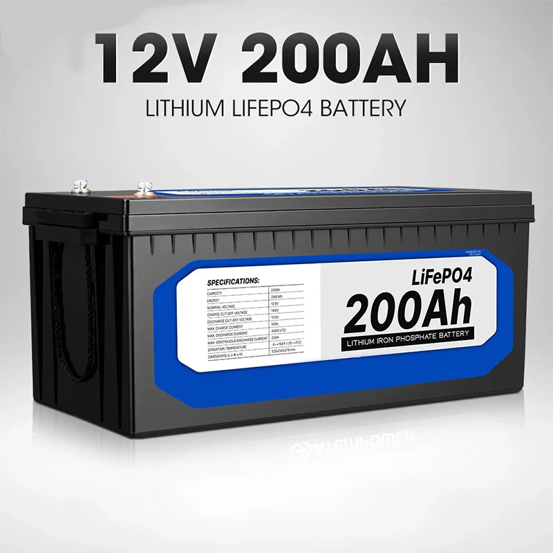 Нова батерия 12V 200Ah, батерия LiFePO4, литиево-железен фосфат батерии, вградени BMS за слънчевата лодка, без данък