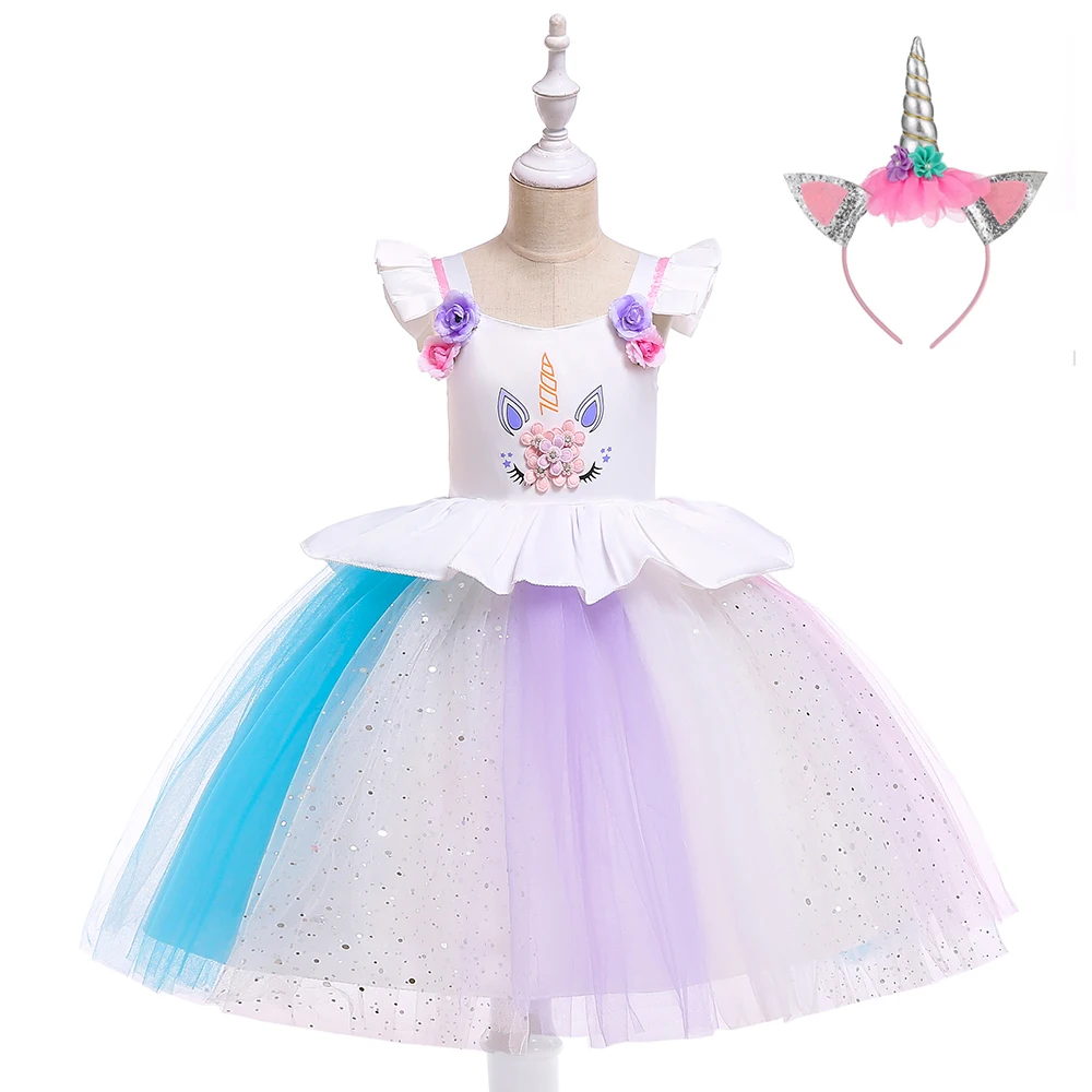 Нова рокля за момиченца, дрехи за бала със стил cosplay за малки момичета, празнична рокля с централния убором, рокля на принцеса за момиченца DJS006