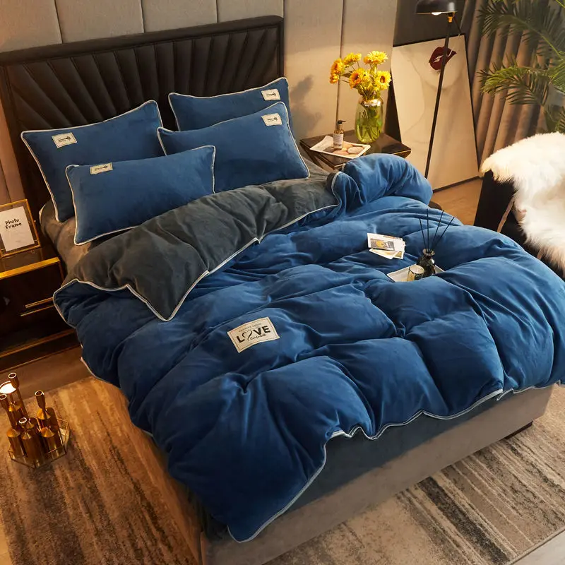 Обикновен фланелевый пухени за дома, Топъл Комплект спално бельо от дебело кадифе, спално Бельо Twin Queen King Size, луксозно Стеганое одеяло 220x240