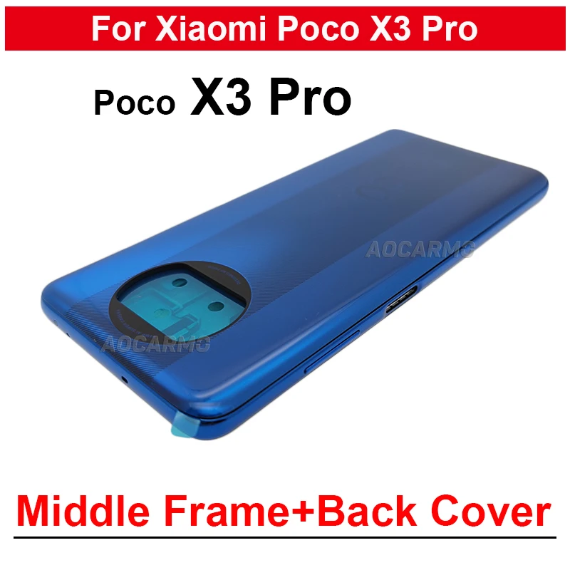 Оригинална Синьо-Черно Средната Рамка С Бутони за Регулиране на силата на Звука, Смяна на Задния Капак За Xiaomi POCO X3 Pro X3Pro