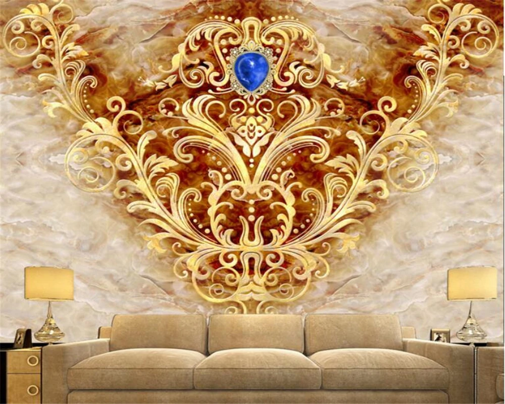 Потребителски 3D тапети Beibehang с европейските и американските класически модели Мрамор фон Дневна Спалня Стенни картини на фона на телевизора