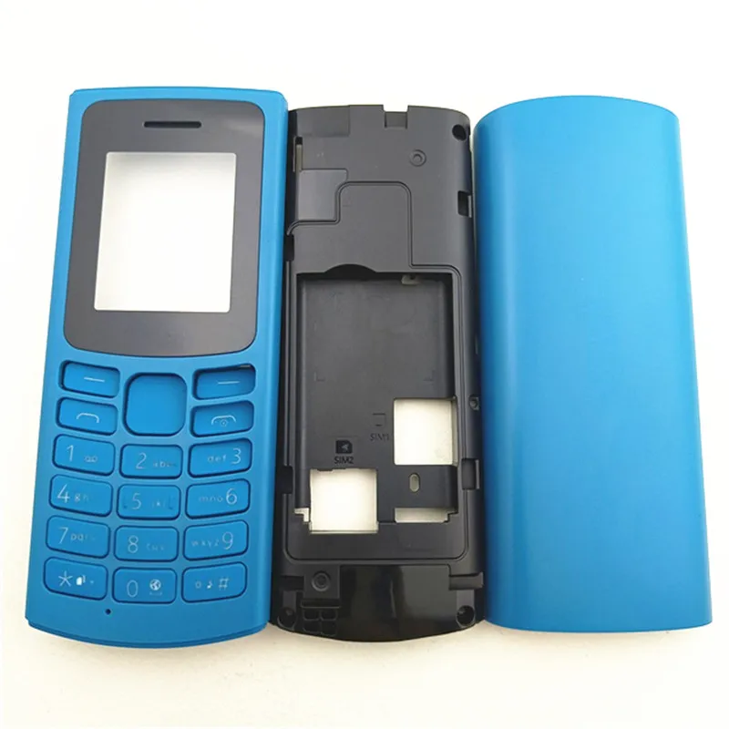 Пълен корпус за Nokia 105 4G 2020, пълен Комплект корпуса на мобилен телефон, калъф + клавиатура на английски език