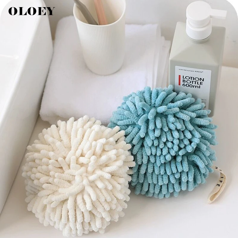 Топка за избърсване на ръцете в банята, панти OLOEY, бързо съхнещи меки абсорбиращи кърпи от микрофибър кърпа за кухня и баня, топка за ръце, окачени на панти