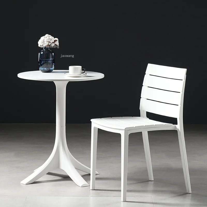 Трапезария стол с облегалка за скандинавски мебели за дома, творчески пластмасов стол за заведения за хранене, открит балкон, стол за преговори във вътрешния двор jl