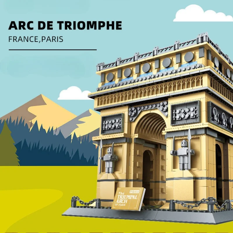 Триумфалната Арка Франция Строителни Блокове на Световно Известната Архитектура Тухли, Гледка към Улицата на Града Играчки Подаръци За Децата