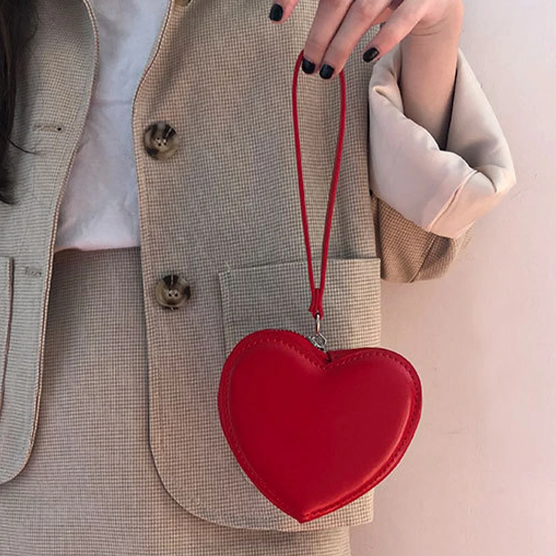Чанта през рамо във формата на сърце за жени, модни скъпа дамска мини чанта, портфейл, верига в ретро стил, изкуствена кожа, 1 бр., портфейл за монети
