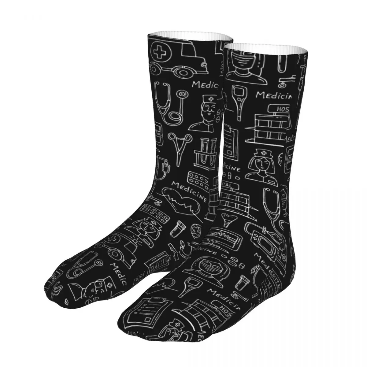 Чорапи за лекари и медицински сестри, мъжки И дамски ежедневни чорапи от полиестер, Луда пролет-лято есен-зима чорапи, Подаръци
