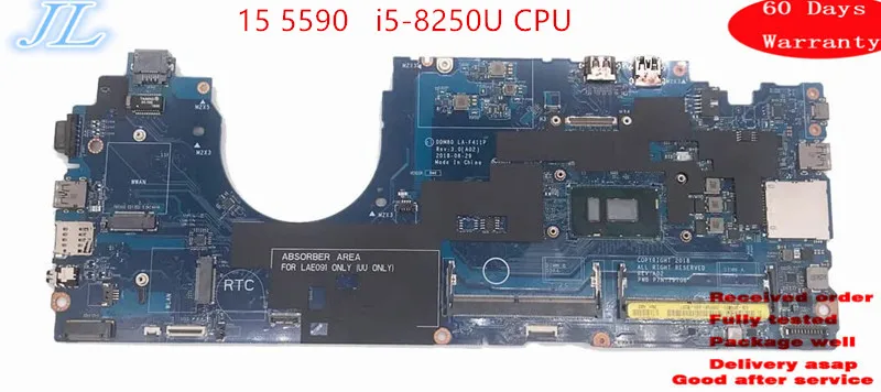 CN-0F58TV 0F58TV с процесор i5-8250U дънна Платка за лаптоп DELL 15 5590 DDM80 LA-F411P 100% тествана е нормално